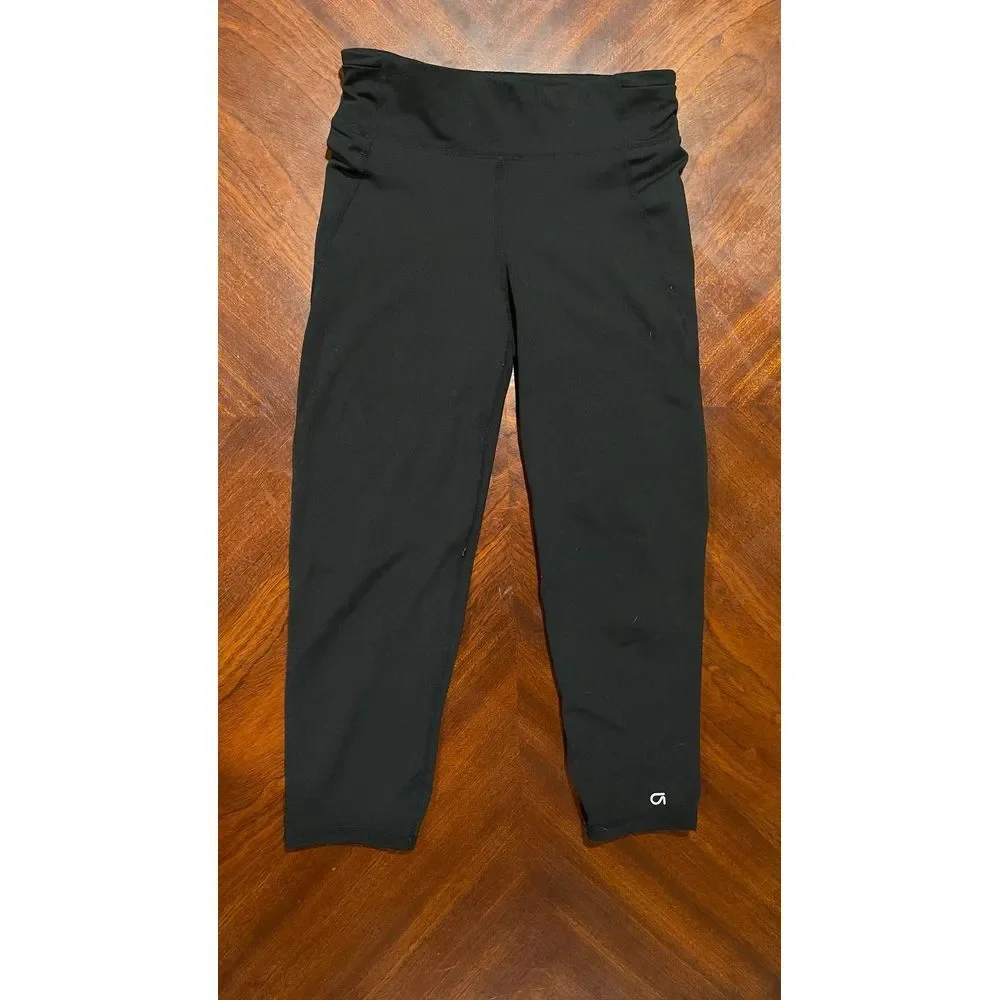 GapFit Kids Black Cropped Leggings‎ G-Dry Athletic Pants Zipper Pocket XL